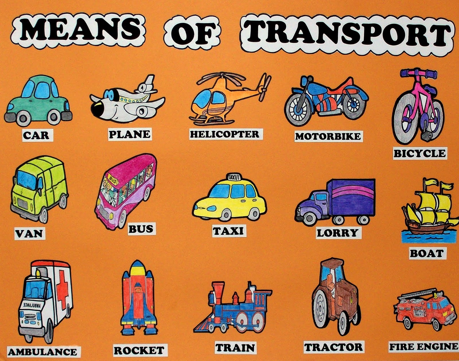 English is everywhere: Vocabulary: Means of transport
